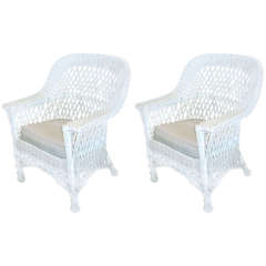 One Pair of Bar Harbor Wicker Chairs Along with Other Assorted Wicker Furniture