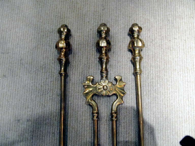 solid brass fireplace tool set