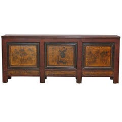 Chinese Red Lacquered Three-Door Cabinet Antique Chinese Red Lacquered Three-Door Cabinet