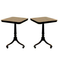 Exceptional Near Pair Of Regency Calamander Side Tables With Gilt Mounts.