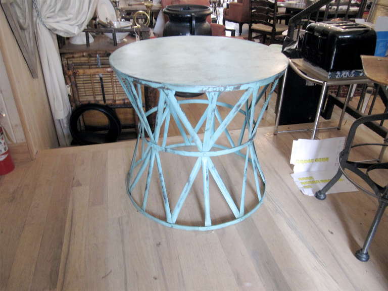 One Pair Of Decorative Tole Drum Table With Vertigris Finish