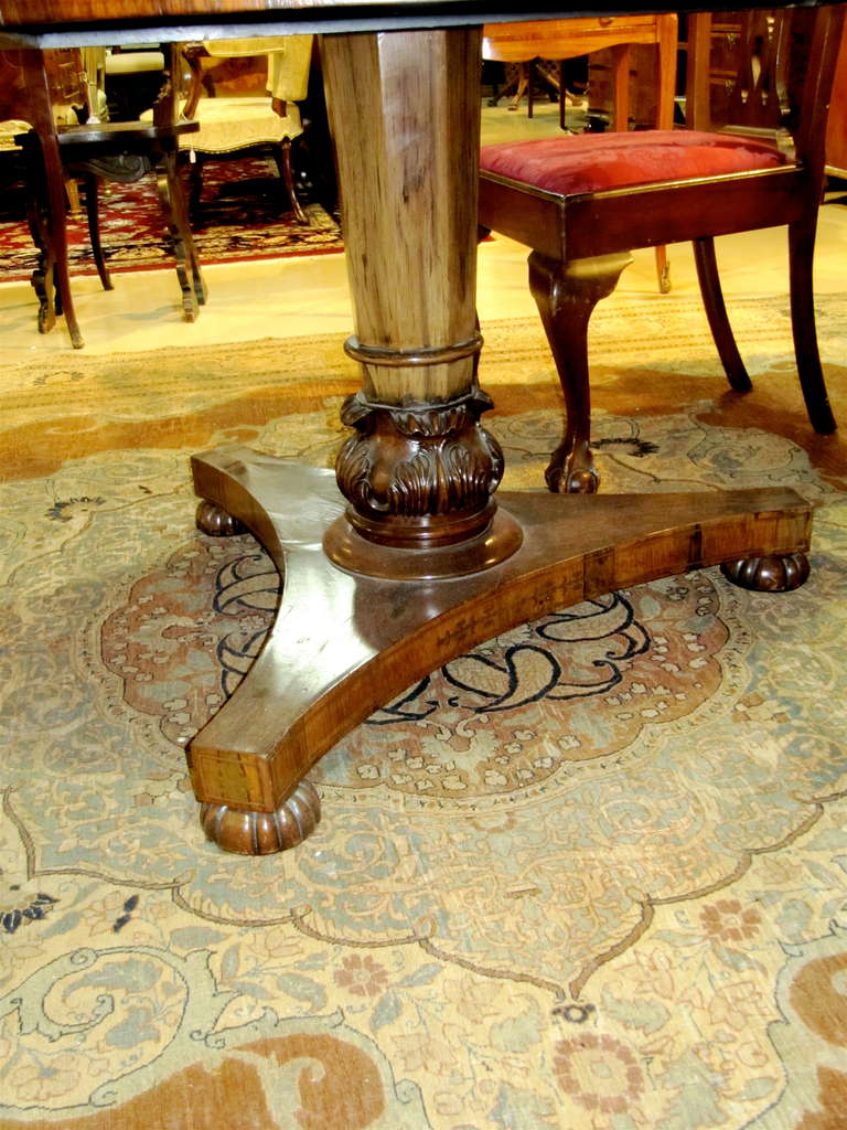 British Regency Calamander Breakfast or Center Table with Brass Inlay