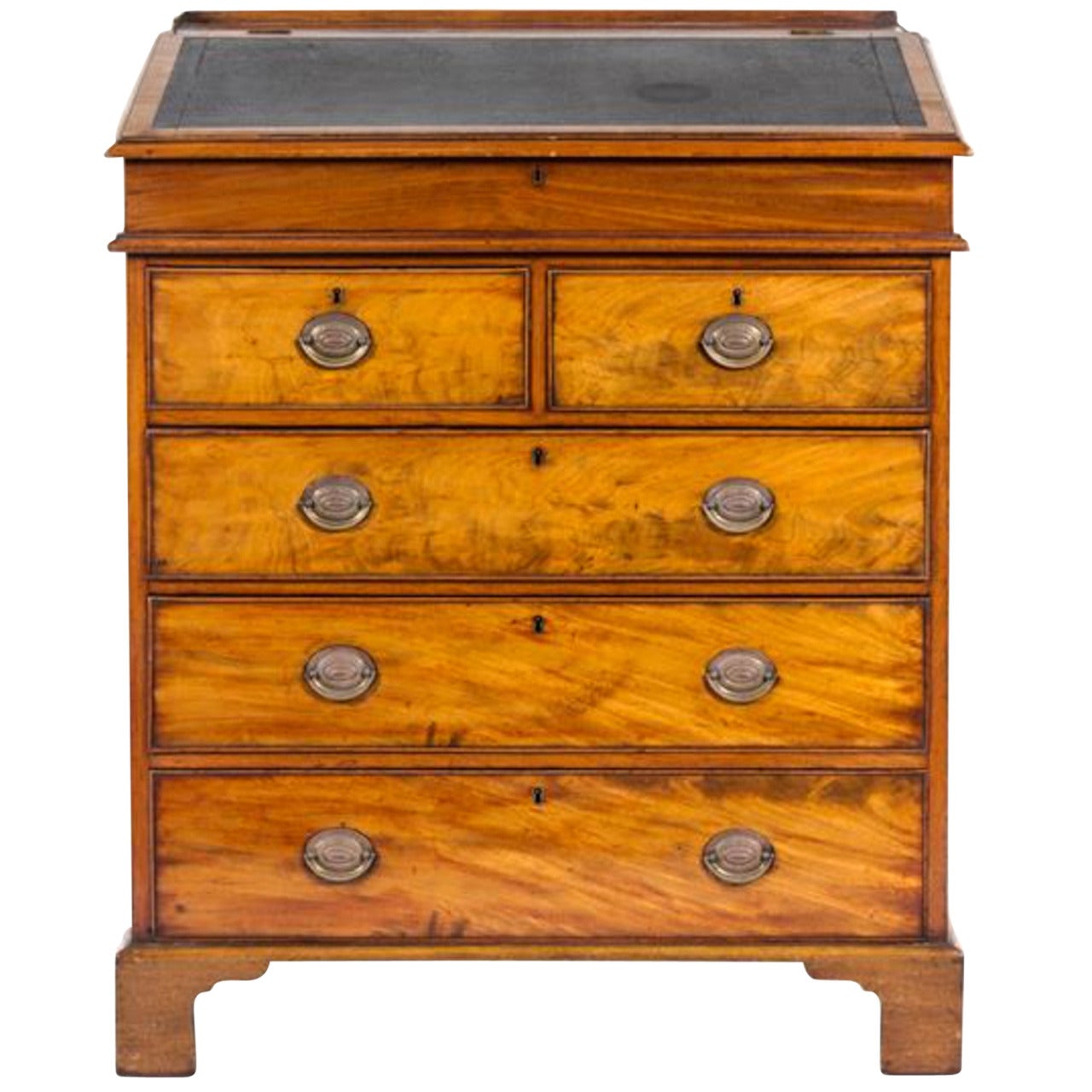 George III Mahogany Standing Bureau,  Great Library Accent Piece, Good Color. For Sale