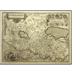 Engraving Depicting 16th Century Map of Terra Sancta