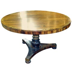 Regency Calamander Breakfast or Center Table with Brass Inlay