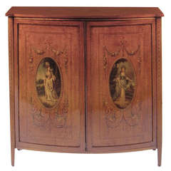19th Century English Adams, Satinwood Cabinet with Painted Decoration 4