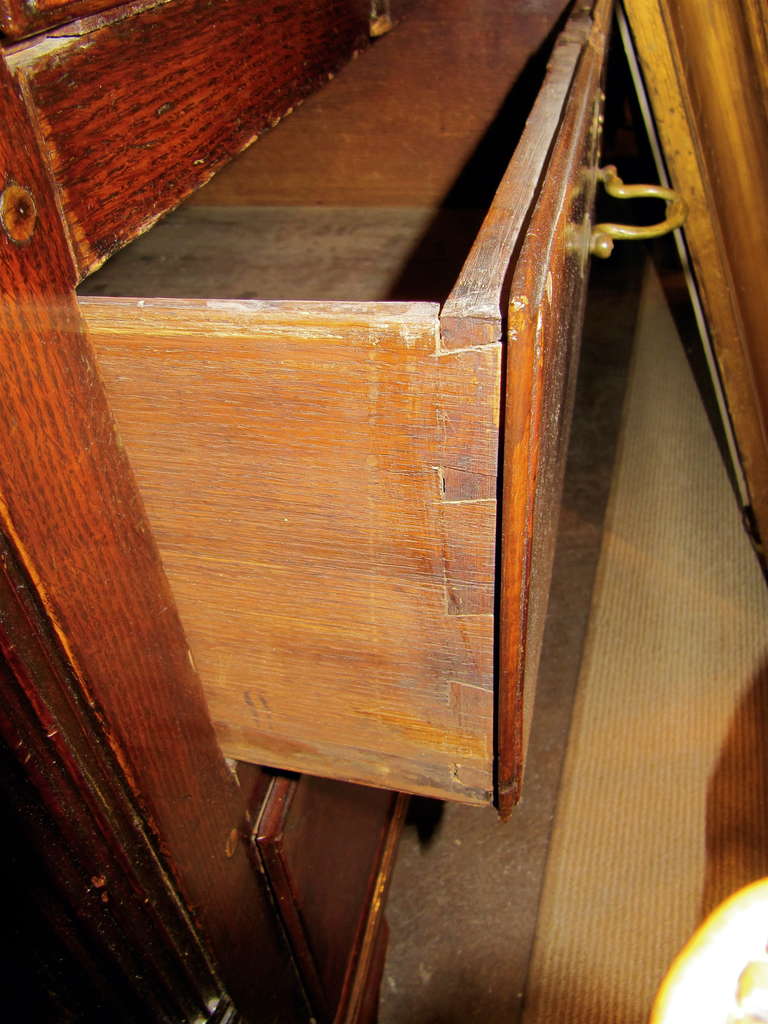 George III Unrestored 18th Century English Oak Server with Nine Drawers with Banding