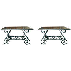 One Pair English Tole Garden Tables Or Console Tables