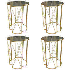 Gilt Metal and Antique Mirror Drinks Tables in the Style of Bagues