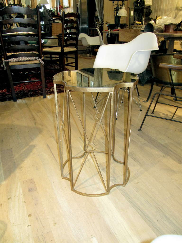 One Pair Gilt Metal And Antique Mirror Drinks Tables In The Style Of Bagues