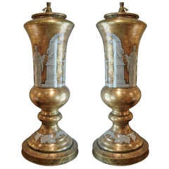 Pair of Neoclassical Reverse Painted Lamps 11
