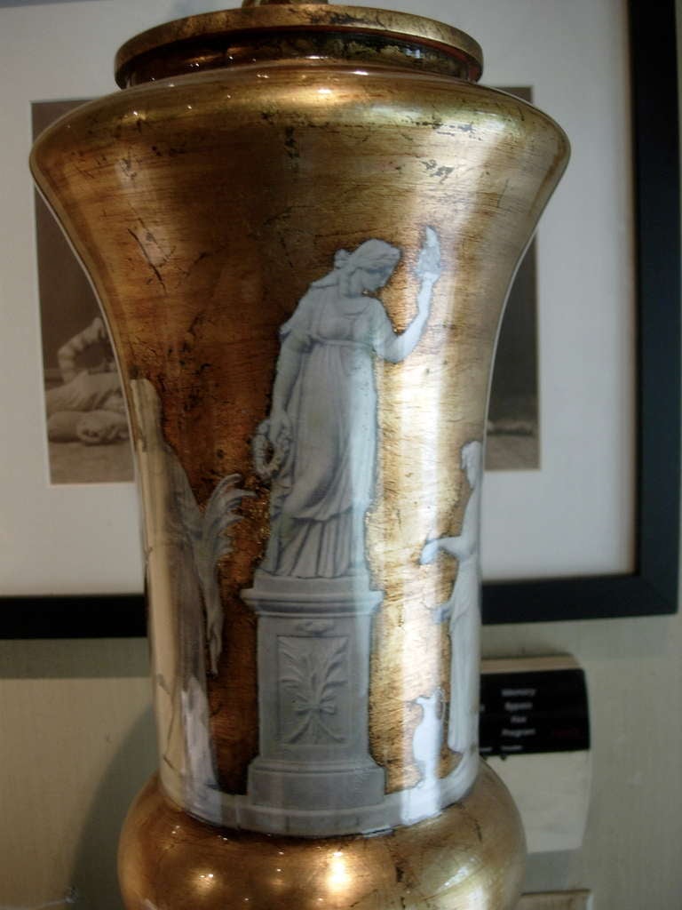 Néo-classique Paire de lampes néoclassiques peintes à l'envers en vente