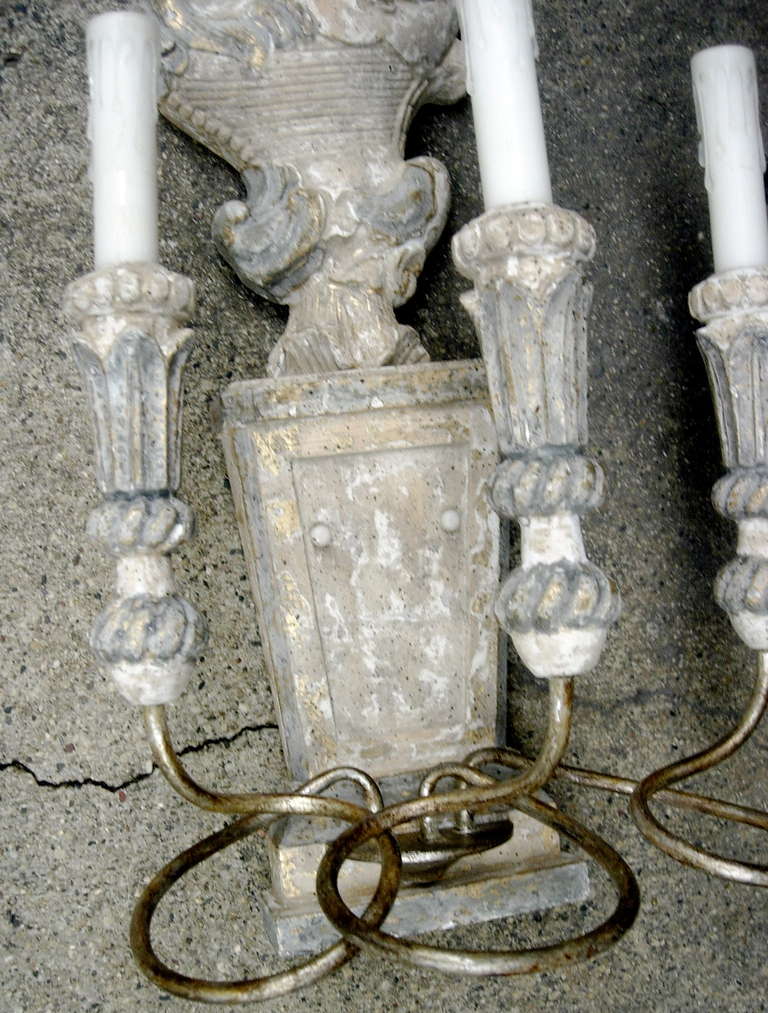 Unknown Set of Six Italian Style Three-Arm Sconces of Large-Scale For Sale