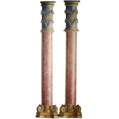 Pair of Monumental Neoclassical Trompe L'oeil Columns