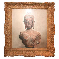 E. Winterberg 20th Century Torso of Buddha Painting