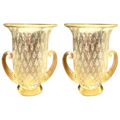 Spectacular Pair of Venetian Glass Urns