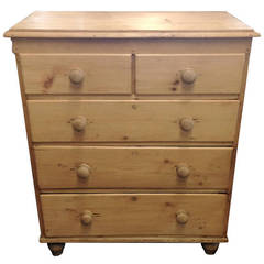 Antique 19th Century English Pine Five-Drawer Chest