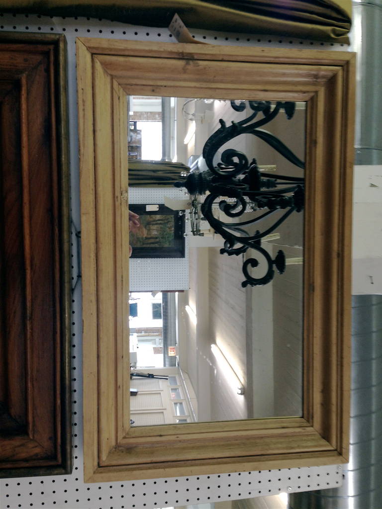 Charming English pine frame mirror.