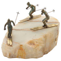 Table-Top Ski Slope Sculpture on Quartz by Curtis Jere