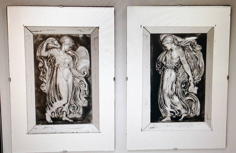 Spectacular Pair of French Silver Art Deco Reposee Plaques