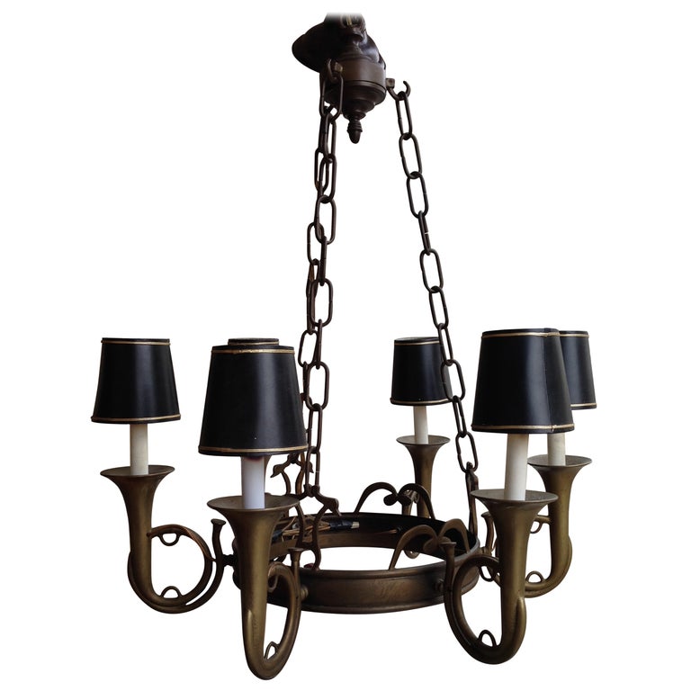 Set of Four English French Horn SixArm Chandeliers at 1stDibs