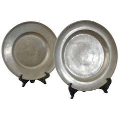 Two 18th Century Continental Pewter Chargers Of Impressive Scale 11