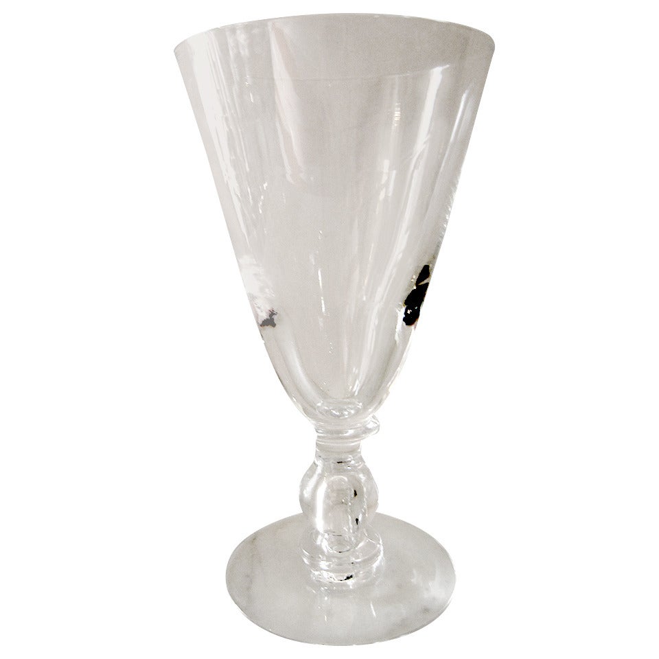 Elegant Set of 18 Goblets with Air Bubble in the Manner of Stuben For Sale