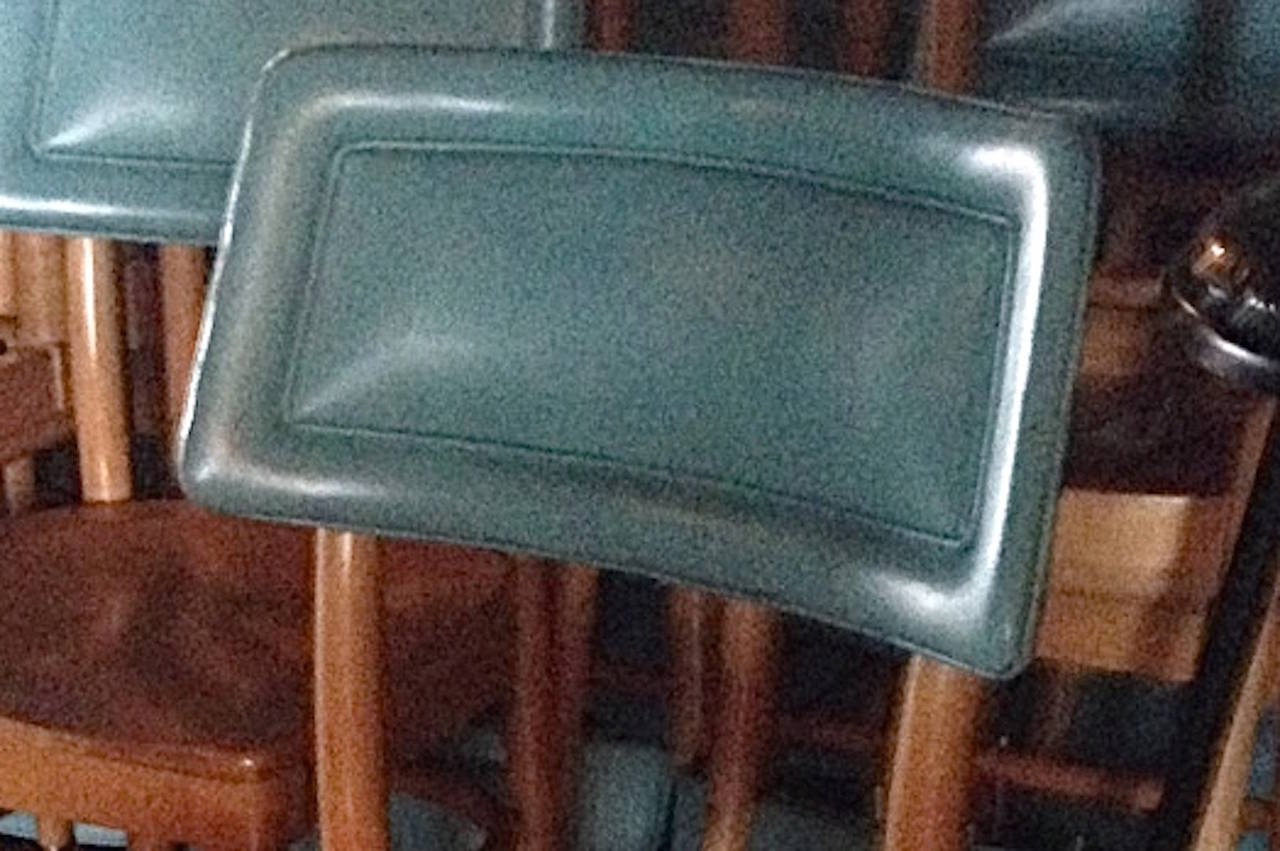 Set of 16 Thonet Midcentury Side Chairs with Turquoise Upholstered Back