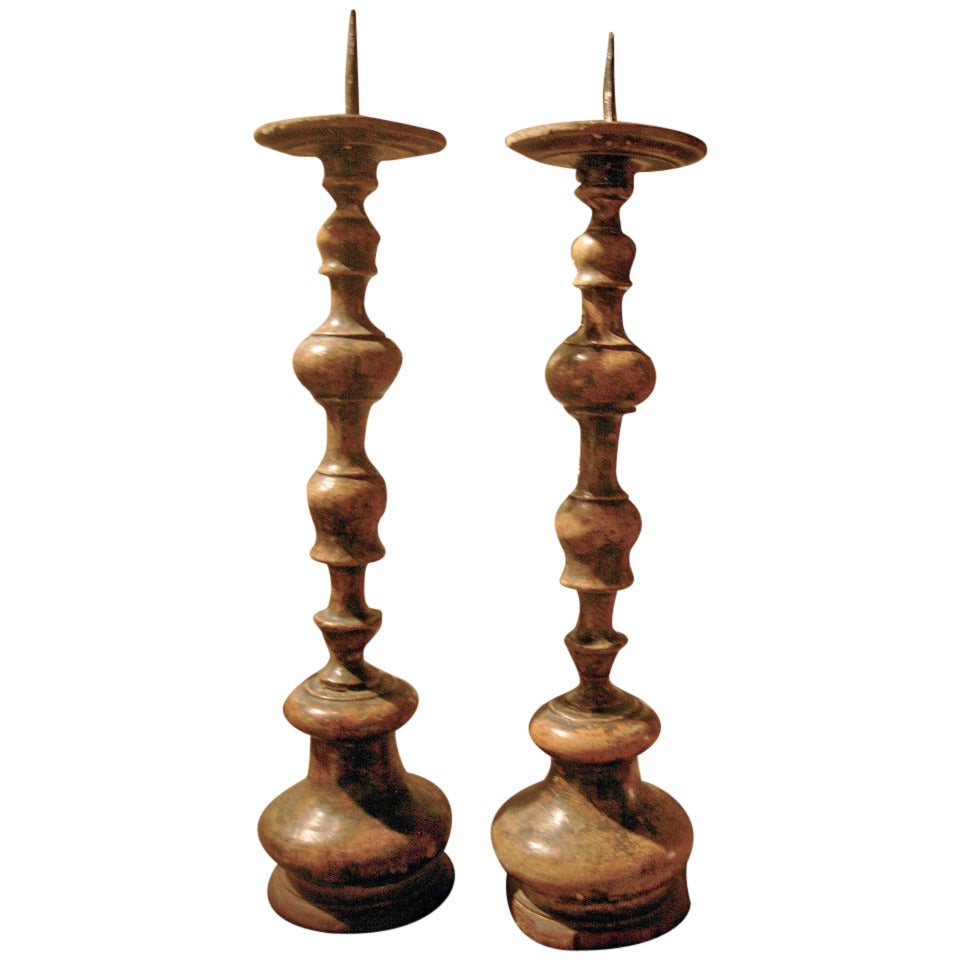 Pair of 18th Century Italian Prickets For Sale