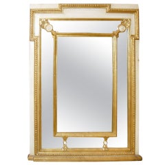 Vintage Regency Style Mirror with Painted and Giltwood Decoration