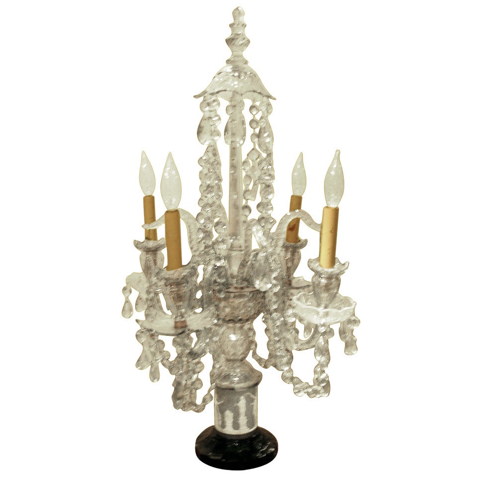 Large Crystal and Wedgewood Four-Arm Candleabra