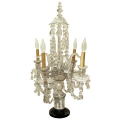 Antique Large Crystal and Wedgewood Four-Arm Candleabra