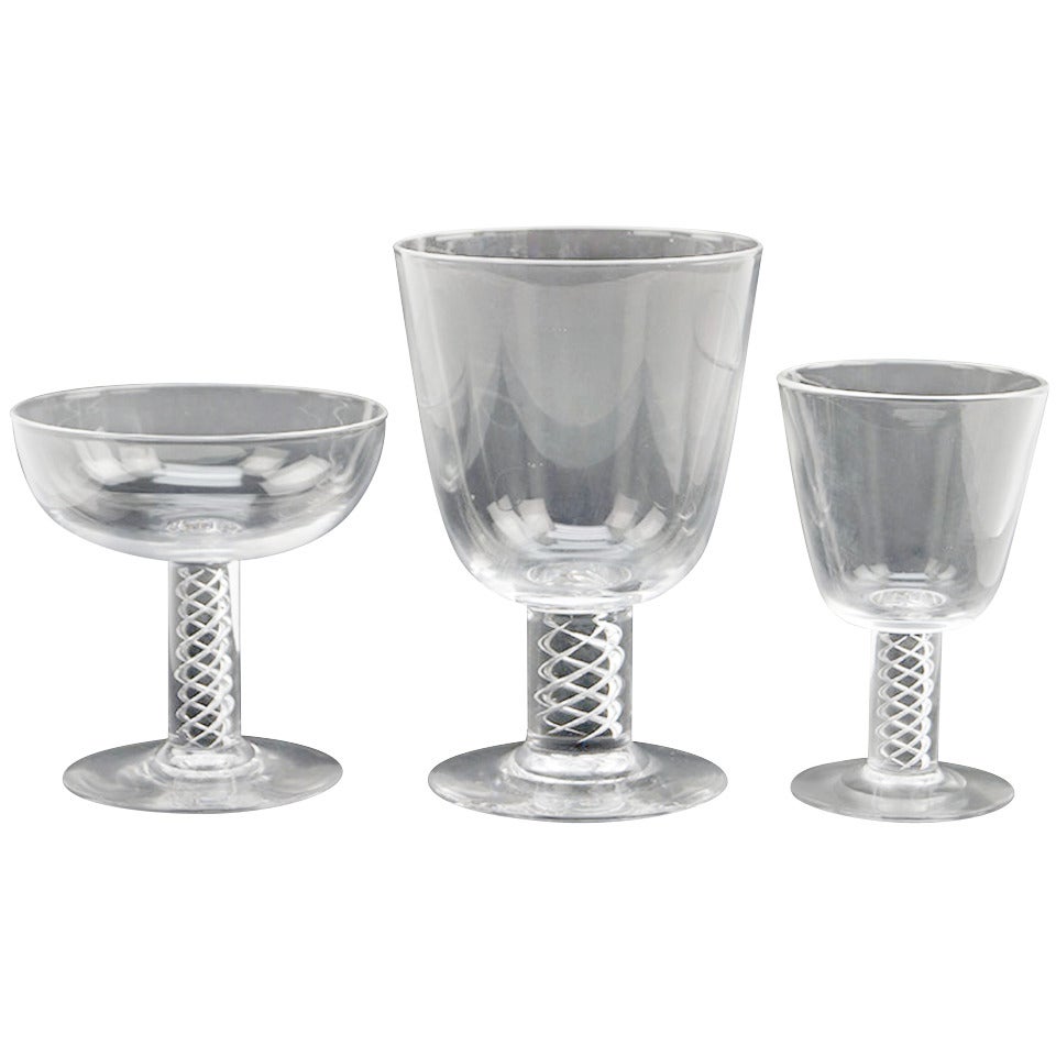 Extensive Collection of Steuben "Air Twist" Stemware