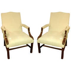 One Pair Of Geo III Style Mahogany Arm Chairs