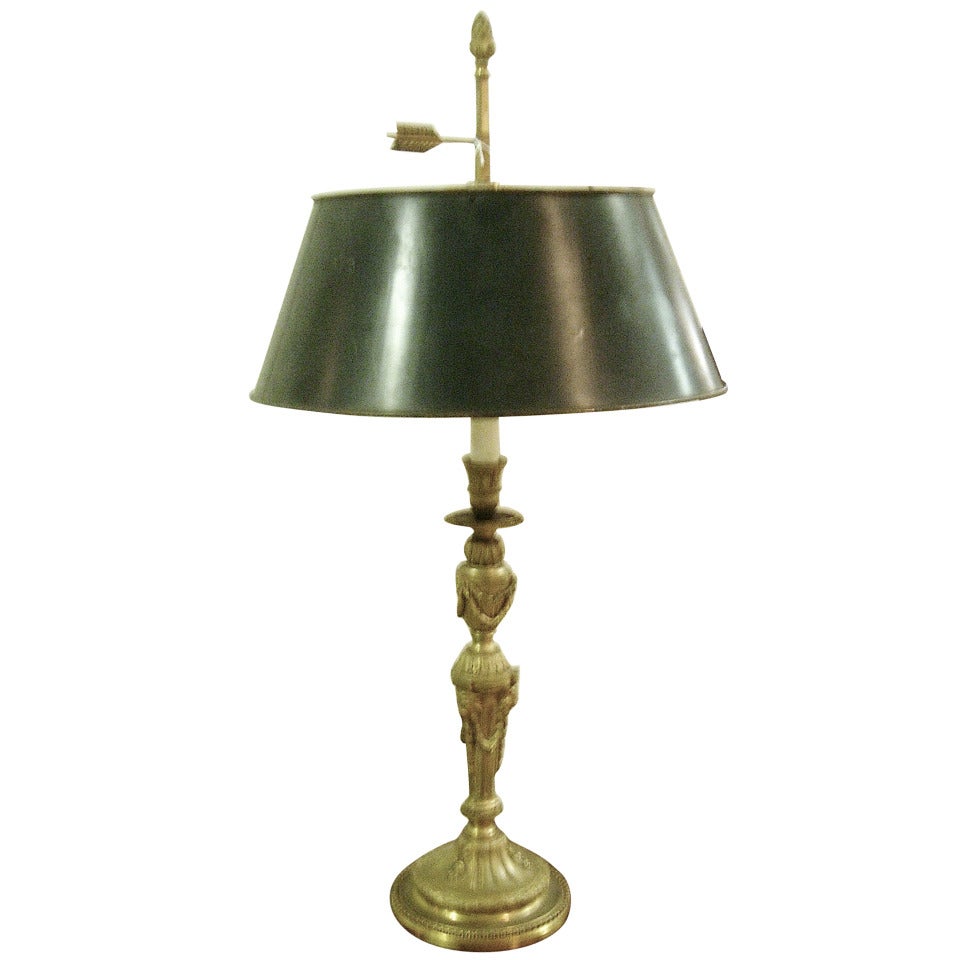 Louis XVI Style Gilt Bronze Candlestick Bouillotte Lamp