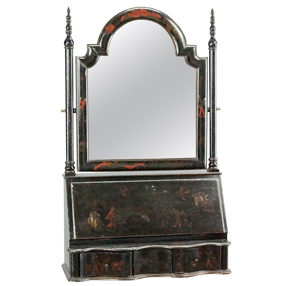 Chinoiserie Ebonized Wood, Fall-Front Vanity For Sale