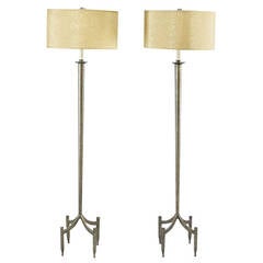 One Pair Modernist Iron Floor Lamps