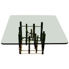 American 1970s Modern Ripped, Tubular Steel Cocktail Table