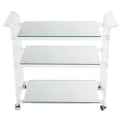 Very Chic Lucite and Mirror Bar Cart