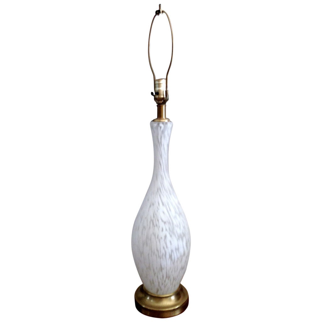 Single Midcentury White Murano Glass Lamp For Sale