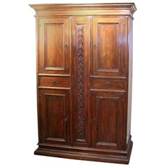 Early 19th Century Italian Walnut, Four-Door Cabinet