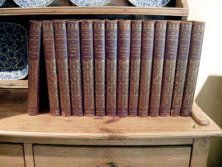 Fourteen Leather Bound Books With Gold Tooling 