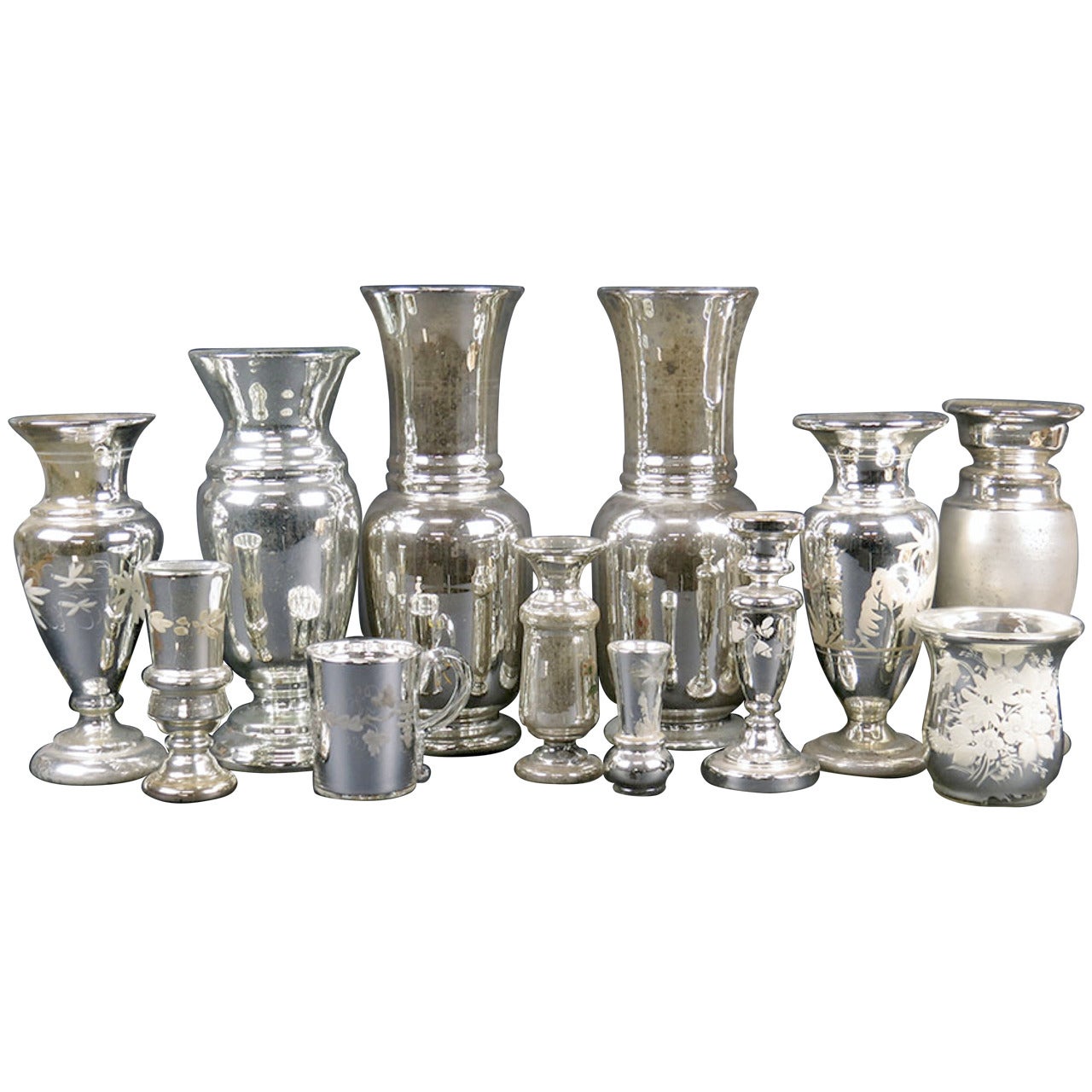 Extensive Collection of Early Mercury Glass For Sale