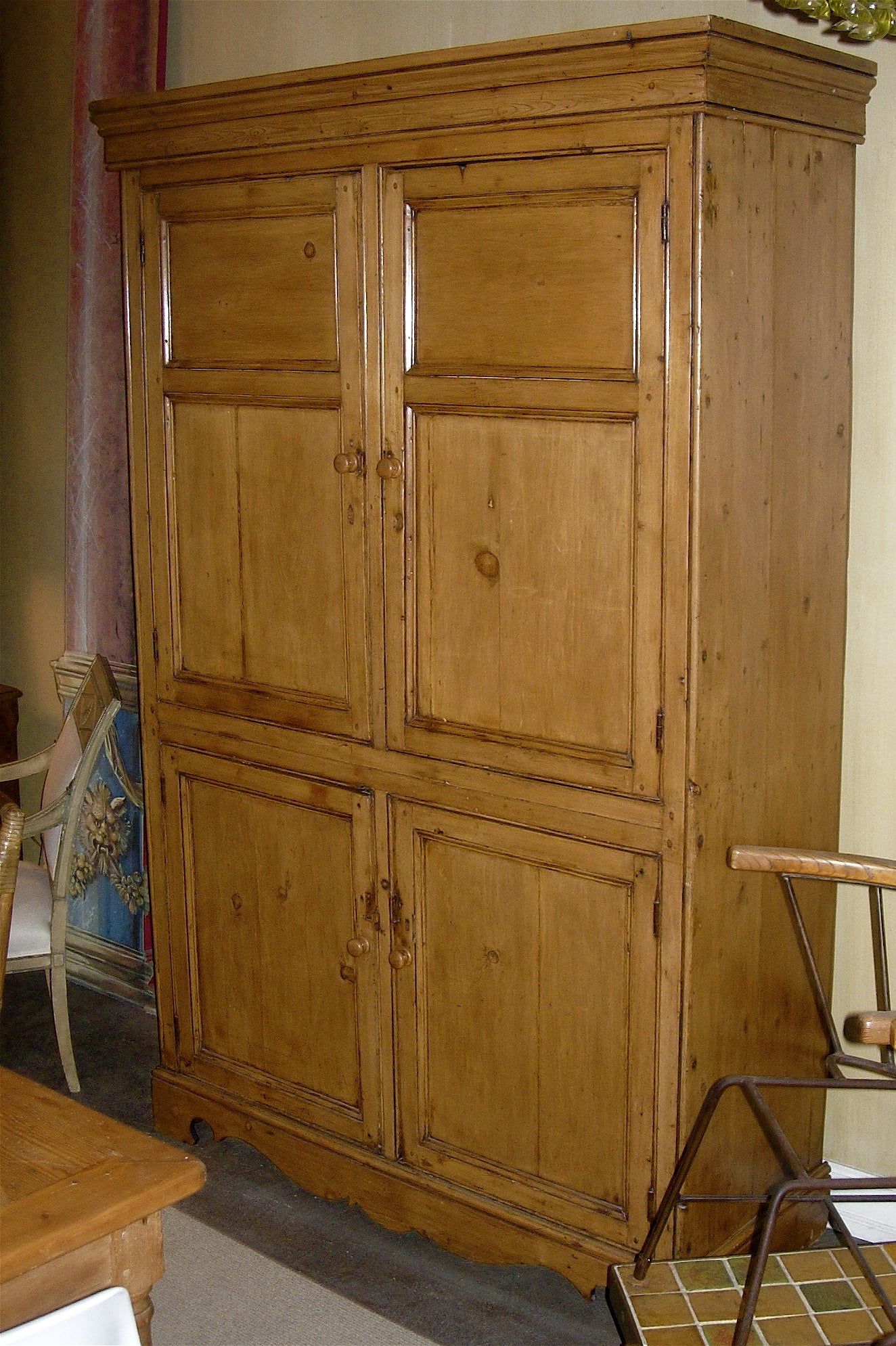 19th Century English Pine Four-Door Cabinet For Sale