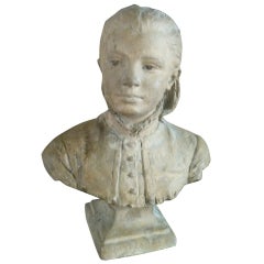 Signed Terra-cotta Bust Of Young Girl