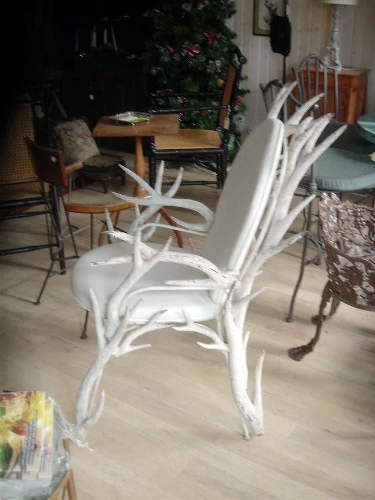 Unknown Pair of Faux Antler Armchairs of Carved Wood For Sale