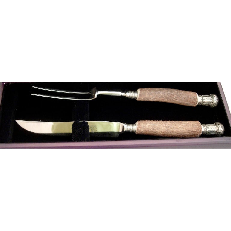 English Style Antler Mounted Carving Set