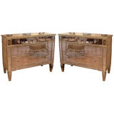 One Pair Of 1940's Style Mirrored/Silver Leaf Commodes