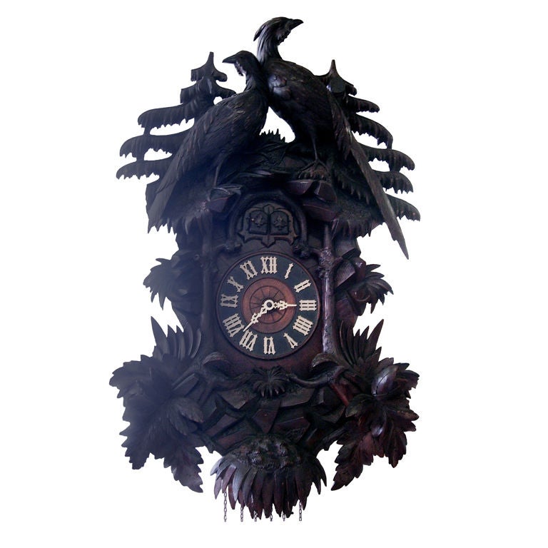 An Important 19th Century Black Forest Cuckoo Clock.  Geo Kuehl, Original Condit