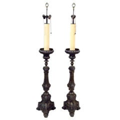 Monumental Pair of 19th Century French Bronze Floor Lamps 8